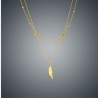 Collier acier inoxydable plaqué or - Plume d'Or