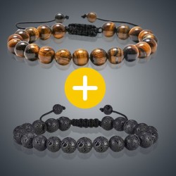 Bracelet perle imitation œil de tigre -pierre de lave