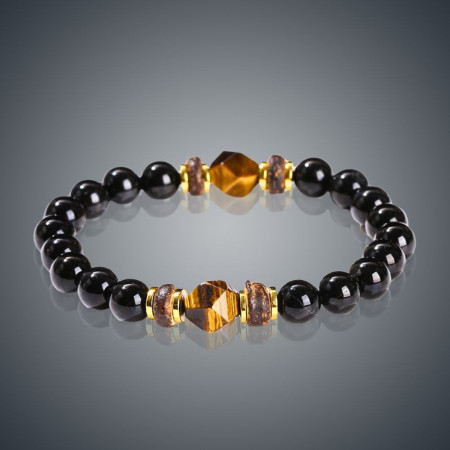 Bracelet en pierre naturelle  œil de tigre onyx noir