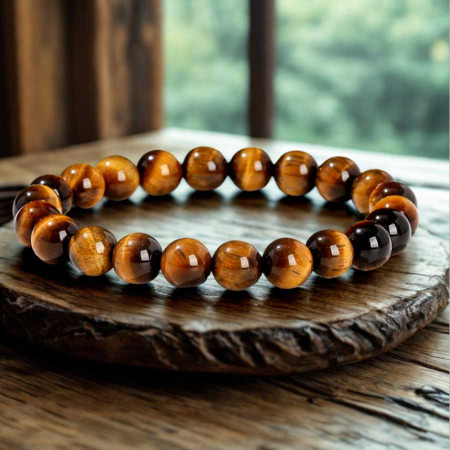 Bracelet unisexe en pierre naturelle  Œil de tigre