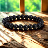 Bracelet unisexe en pierre naturelle  Obsidienne noire