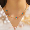 Collier fleur multicolore acier inoxydable