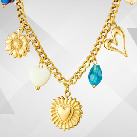 Collier cœur soleil acier inoxydable