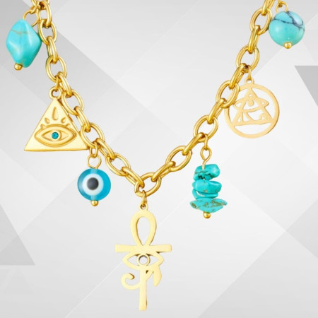 Collier Ankh œil d'Horus acier inoxydable