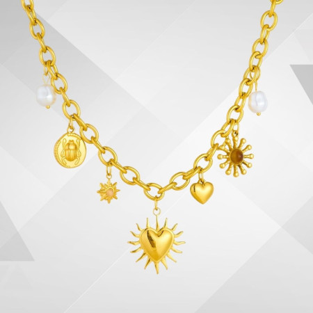 Collier Cœur flamboyant acier inoxydable