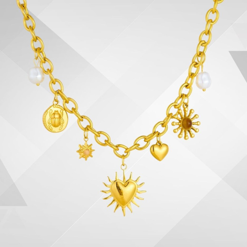 Collier Cœur flamboyant acier inoxydable