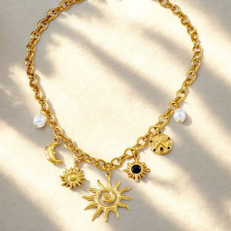Collier soleil acier inoxydable