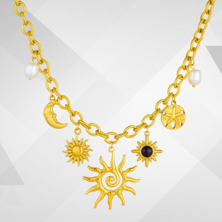 Collier soleil acier inoxydable