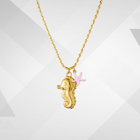 Collier Hippocampe perle acier inoxydable