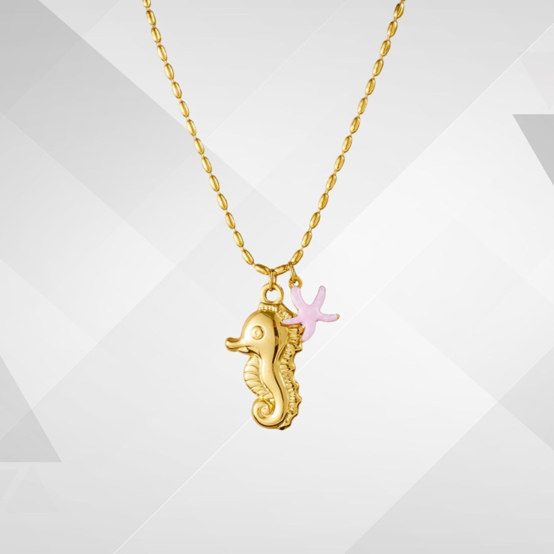 Collier Hippocampe perle acier inoxydable