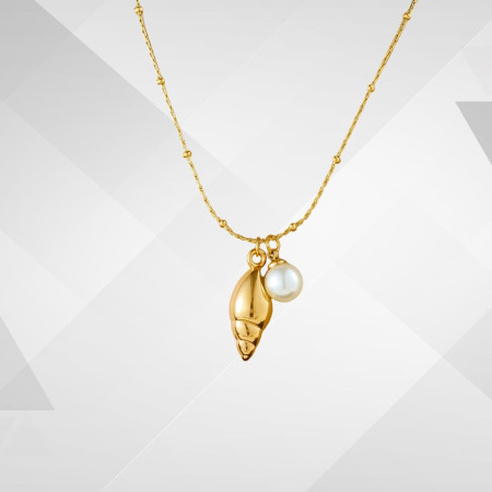 Collier coquillage perle acier inoxydable