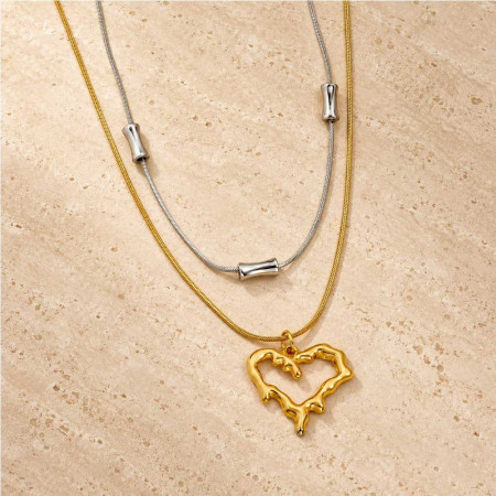 Coeur - Collier premium acier inoxydable